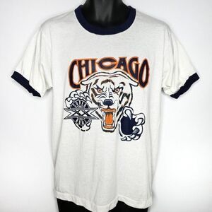 Chicago Bears T Shirt Vintage 80s 1986 Super Bowl XX Champions Ringer Tee